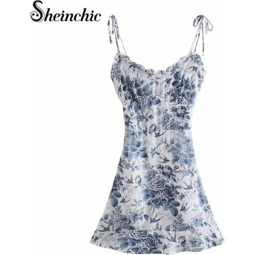Runway Designers Dress Women 2021 Summer Vintage Printed Spaghetti Strap Mini Dresses Female Casual Beach Party