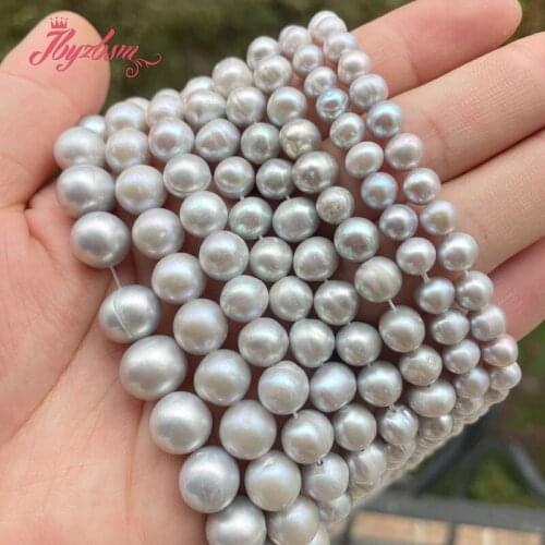 7-8,8-9,9-10mm Gray Nearround Natural Freshwater Pearl For DIY Necklace Bracelets Jewelry Making Loose Beads 15" Free Shipping
