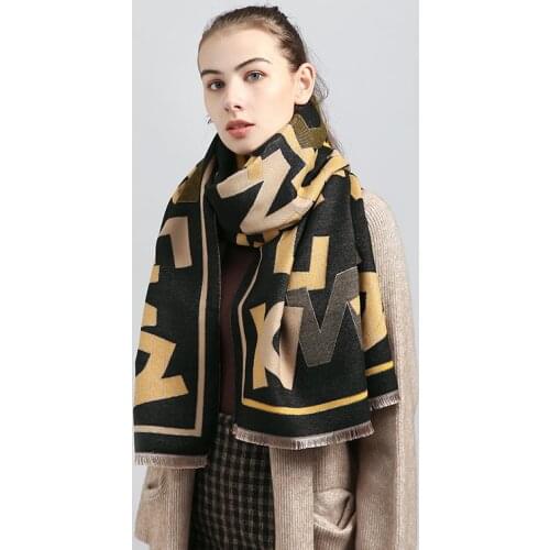 2021 Winter luxury brand design women cashmere scarf soft double-sided jacquard print warm scarf shawl