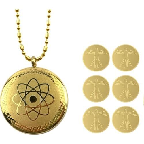 1 Galaxy Quantum Scalar Chain Pendant Necklace Men Women Jewelries with 6 Anti Radiation Cell Phone Stickers