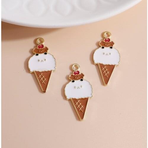 10pcs 13*28mm Cartoon Design Ice Cream Charms for DIY Jewelry Making Cute Girl Charms Necklaces Pendants Earrings Accessories