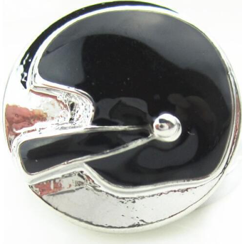 10pcs/lot Enamel Black Football Helmet Ginger Snap Buttons DIY 18mm snap pendant bracelet Snaps Jewelry charms