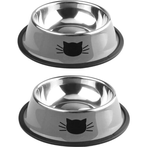 Cat Food and Water Stainless Bowl 2Pcs Steel Pet Removable Kitty Food Bowls Perfect for Kitten Healthy Hygienic Bowls