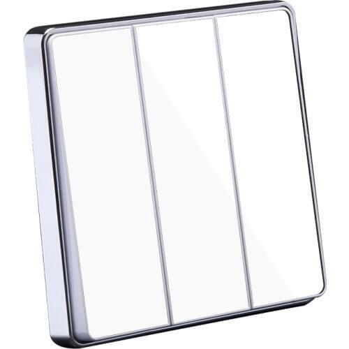 3 Gang 1Way/2Way Luxury Glass Mirror Surface Panel Light Switch Home Hotel White Color 86mm Square Wall Switch