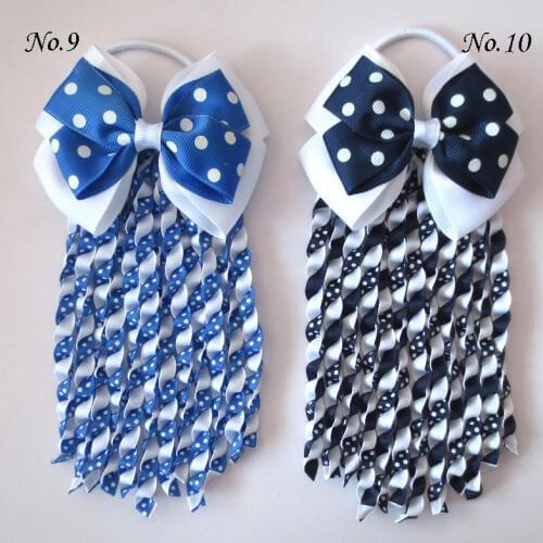 50 BLESSING Good Girl 4.5" Double Angel Hairbow Ribbon Plait Ponytail Elastic