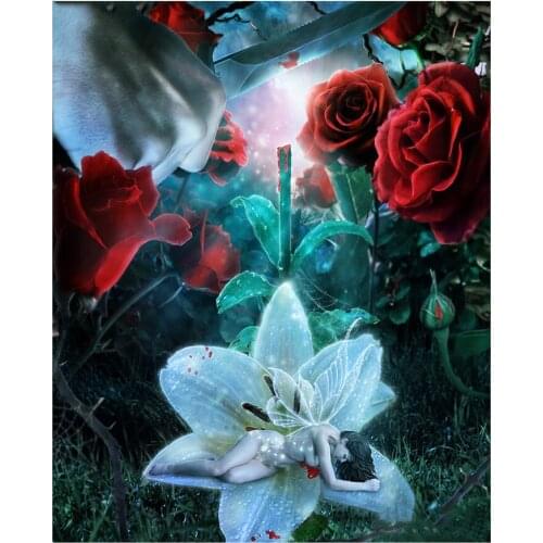 DIY Diamond Painting Flower Elf Lily Rose Full Square Round Drill Diamond Mosaic Cross Stitch 5D Needlework Home Decoration L593