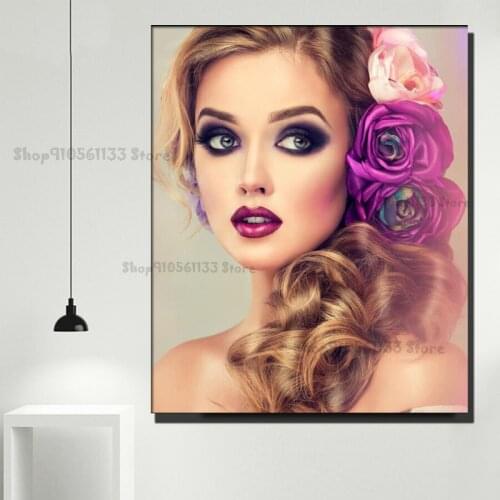 Diamond Painting Cross Stitch beauty modern makeup smoky eyes Embroidery Full Square round Diamond Art Rhinestones Decor GG1963
