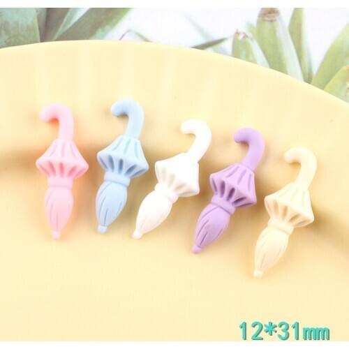 Free Shipping 12*31mm Pastel Colors Resin Cabochons 20pcs Kawaii Cute Girl Umbrella Shape Embellishments Scrapbooking Cameo Bead