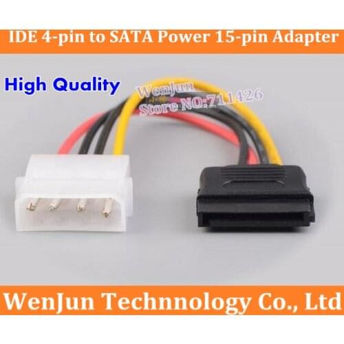 Free Shipping IDE/Molex 4-pin to SATA Power 15-pin Converter Adapter Cable--100pcs/lot