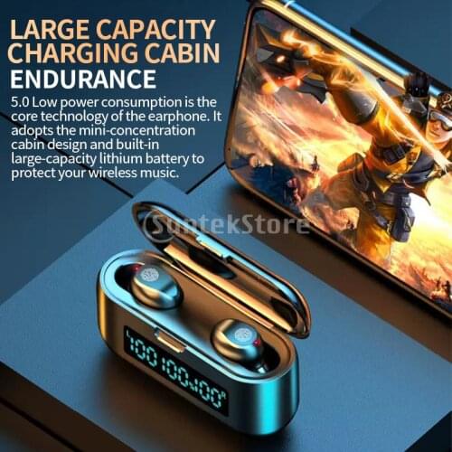TWS F9 Wireless Bluetooth Headset Waterproof LED Earphone In-ear HiFi Earbud Sport Running Headset with 2000mAh Charging Case