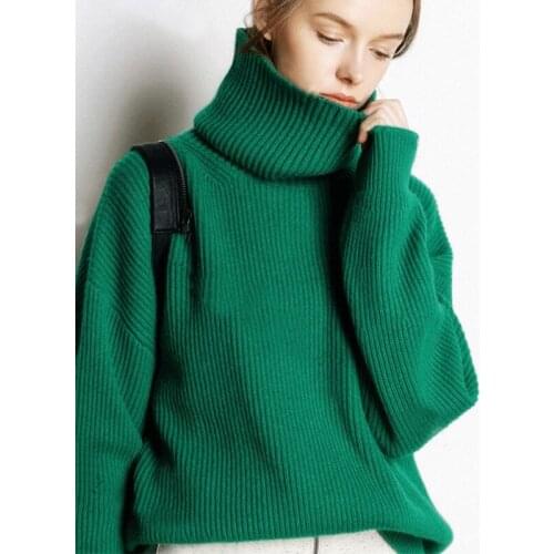 Dasswei Knitted Warm Sweater For Women Winter Casual Long Sleeve Turtleneck Thick Pullovers Solid Oversize Soft Sweaters Femme
