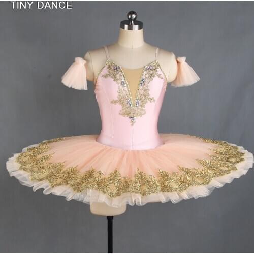 GDC Pale Pink Professional Ballet Tutus Spandex Bodice Ballet Pancake Tutu Costume Ballerina Dress for Child and Adult BLL416