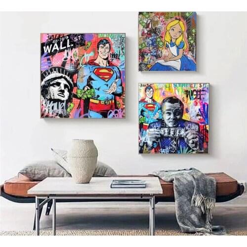 Art Canvas PaintingSuperhero Marvel Street Graffiti Posters and Prints Wall Art Picture for Living Room Home Decoration Cuadros