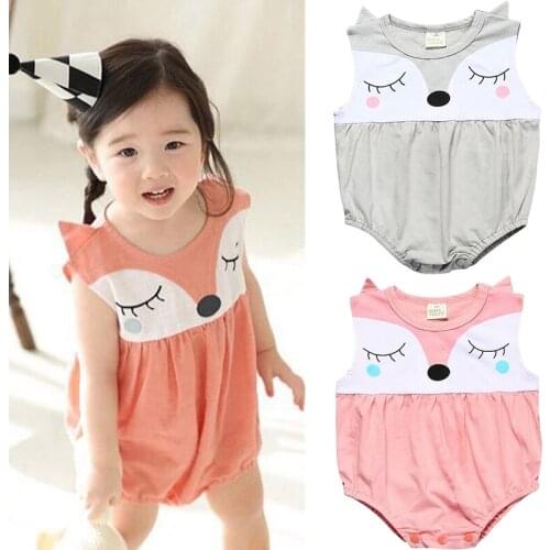 Summer Children Pink Princess Bodysuit Baby Girl Clothes Kids Jumpsuit Infant Sleeveless Cartoon Outfits Newborn Sunsuit 0-18M