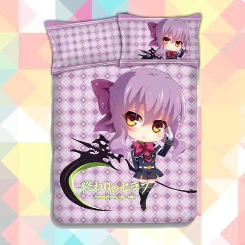 Anime Cartoon Seraph of the end Quilt Cover Soft Printed Bedding Set With Pillow Cases Bed Sheet Duvet Cover Set 4pc No.CP151235