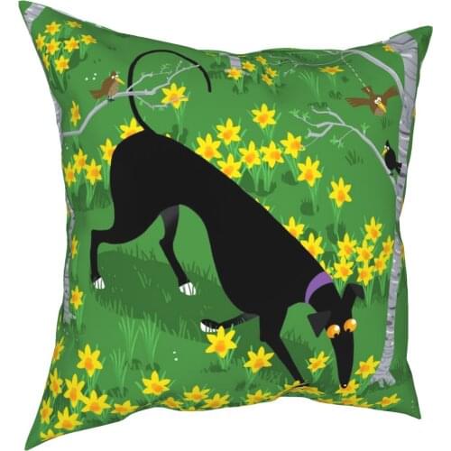 Daffodil Hound Greyhound Pillowcase Decoration Animal Dog Cushion Cover Throw Pillow for Living Room Double-sided Printing
