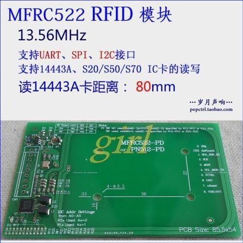 MFRC522 module, RFID IC card, read and write module, UART/SPI/I2C interface, long distance 80mm