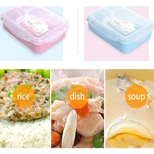 Plastic Leakproof Lunch Box For Kids Office Workers Microwave Bento Box With Compartment Soup Bowl Spoon Food Storage Container