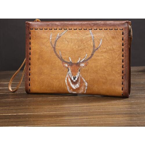 Genuine Leather Dog prints Men Wallets for Credit Card Holder Clutch Male bags Coin Purse Male Long Purses carteira masculina