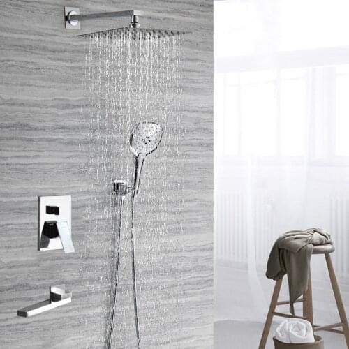 Wall Mount Bathroom Rain Waterfall Shower Faucets Set Concealed Chrome Shower System Shower Cold And Hot Mixer Faucet Tap