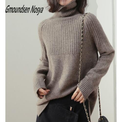 New sweater women turtleneck Loose sweaters pullover women striped knitted sweater cashmere sweater women winter clothes women