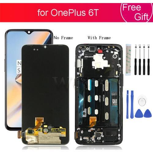 OLED for OnePlus 6T LCD Display Touch Screen Digitizer Assembly with frame for oneplus 6t screen replacement repair parts 6.41