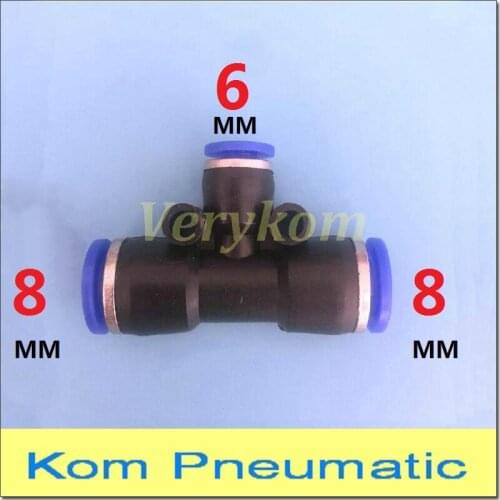 Wholesale 100pcs Pneumatic Tube 8mm To 6mm Unequal Union Tee Quick Air Fitting Connector Reducer 8MM-6MM-8MM Joiner PEG 8-6-8