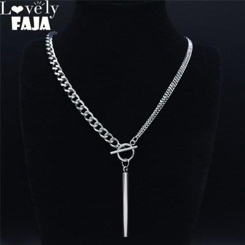 Punk Stainless Steel Choker Necklace Women Silver Color Pendant Necklace Jewelry gargantilla acero inoxidable mujer NXS03