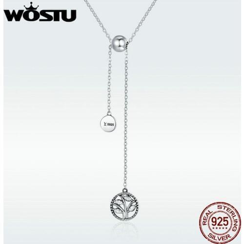 WOSTU Original 925 Sterling Silver Family Tree Pendant Necklaces For Women S925 Luxury Jewelry Mother Gift DXN106