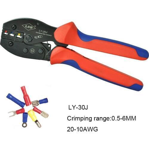 LY-30J High Quality Hand Crimping Tool for crimping surge connectors 0.5-6mm2 20-10AWG Professional Ratchet Pliers crimper
