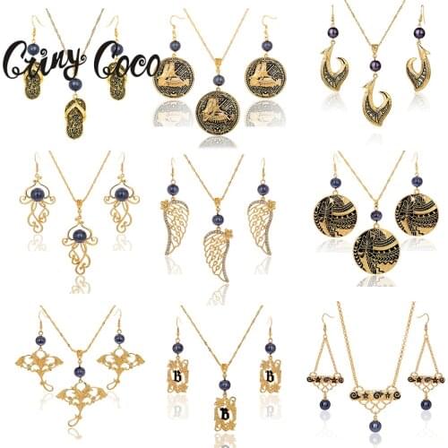 SophiaXuan Hawaiian Jewelry Set Trendy Slippers Letter Angel Wings Pendant Neckalce Drop Earrings Set Factory Wholesale Women