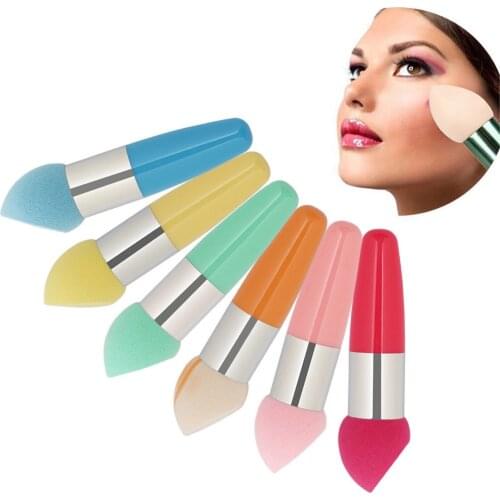 1PC 6 Color Soft Beveled Sponge Makeup Foundation Puff Candy Color Latex Handle Cosmetic Puff Smooth Concealer Brush Makeup Tool