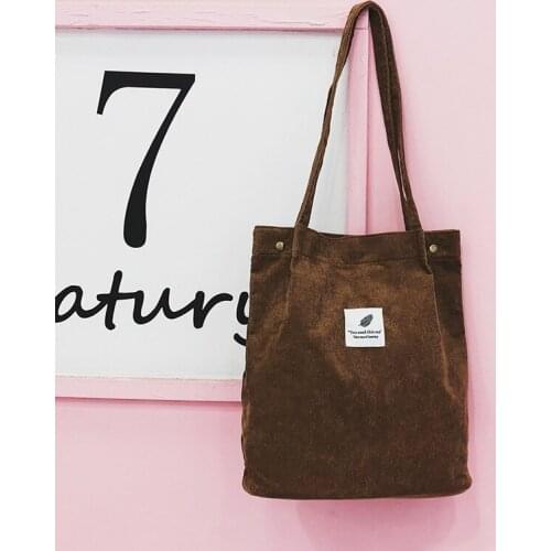 Bags for Women 2020 New Ladies Handbags Student Corduroy Tote Bag Casual Solid Color Shoulder Bag Reusable Beach Bag