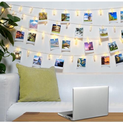 LED Photo Clips String Lights 3M 20 Photo Clips for Hanging Photos Cards Artwork for Indoor Outdoor Bedroom Wedding Home Party