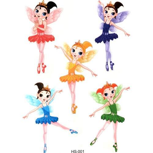 Cute Dancing Girl Waterproof Temporary Tattoos Men Flash Powder Tattoo body art Girl with wing Gold Power Fake tattoo sleeve