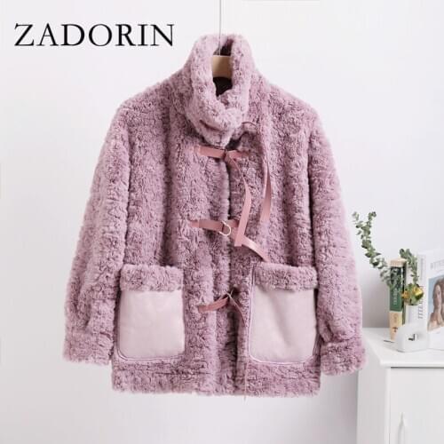 ZADORIN High Quality Winter Warm Faux Rabbit Fur Coat Women Stand Collar Furry Fake Fur Jacket Korean Style Oversized Outerwear