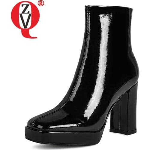 ZVQ Women winter New Style Good Qualtiy Leisure short boots Concise Comfortable Square Toe Mature office lady Genuine Leather