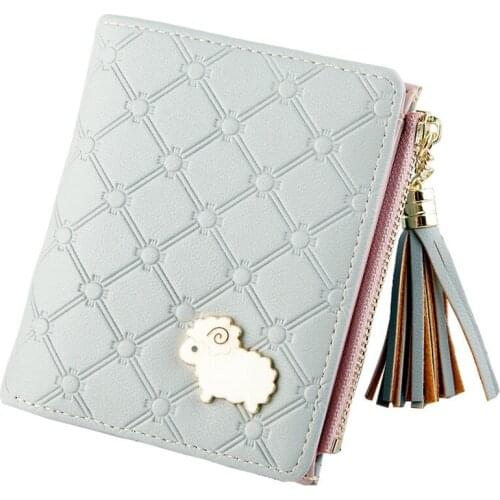 Women Wallet PU Leather Sheep Pattern Tassel Purse Credit Card Holder Organizer Best Sale-WT