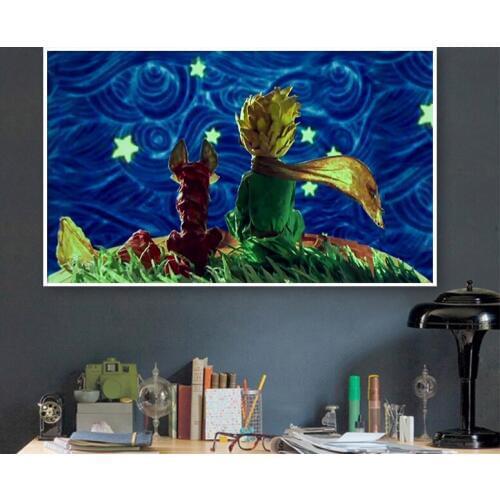Painting by numbers art paint by number Diy Little Prince and Little Fox Look at Starry Sky Man Manually Filling Color Decorat