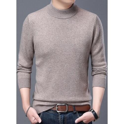 Winter Man 100% Merino Wool Thick Sweaters Turtleneck Warm Cashmere Sweater Long Sleeve Slim Fit Pure Wool Jumper Pullovers