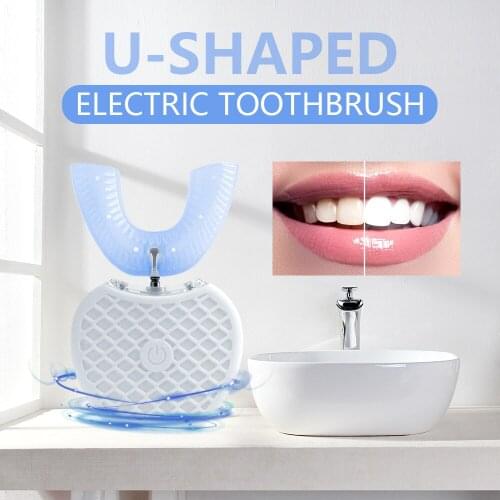 360 Degrees Automatic Sonic Adult Electric Toothbrush U-Shaped Mouth Lazy Toothbrush Braces Waterproof Personal Care Appliances