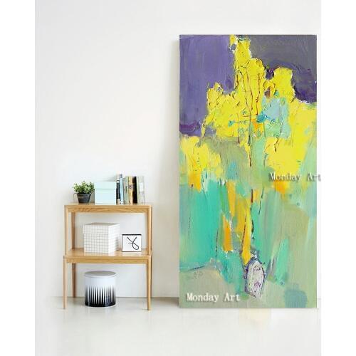 100% Handpainted Abstract art Landscape Canvas Painting Free yellow Art Poster Living Room Decor Seabirds Wall Pictures Decor