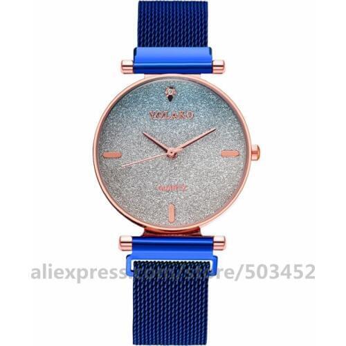 100pcs/lot YOLAKO Wholesale Fashion Moda Mujer Gradient Color Watches Magnetic Belt Watch Factory Price Wristwatch Women