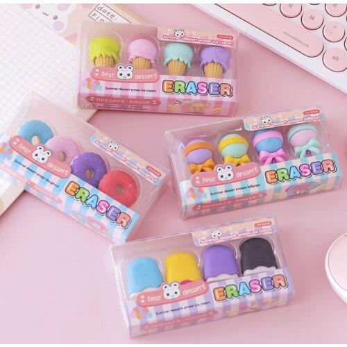 12packs Kawaii Creative Food Lollipop Eraser Children Gift Ice Cream Rubber Eraser Stationery wholesale
