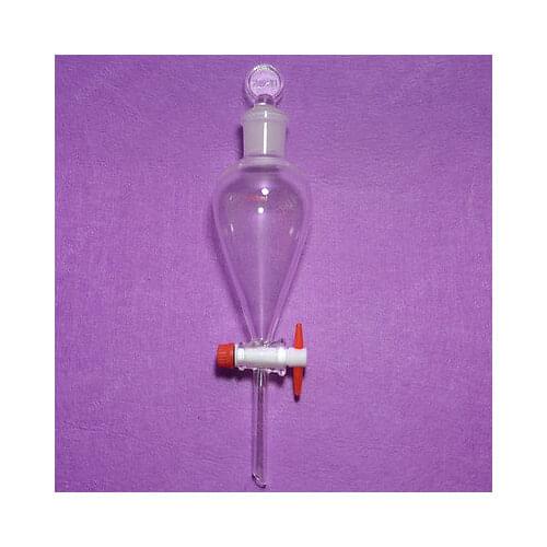 125ml,24/29,Glass Pyriform Separatory Funnel,Pear Shape,Drop Tip,PTFE Stopcock