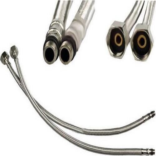 2 Pcs 27.6 Inch (700mm) Braided Stainless Steel Faucet Hot & Cold Water Supply Line Hose 1/2" Fitting Water Hose aba021