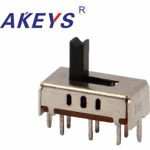 20PCS SS-22H07 2P2T Double pole double throw 2 position slide switch 6 solder lug pin verticle type with 2 fixed pin