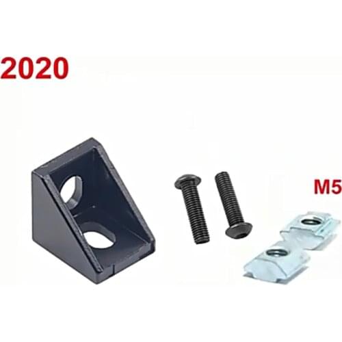 2020 Aluminium Profiel Connector Set: 20 Stuks Hoek Beugel + 40Pcs 20 Seties M5 T-Slot Noten + 40Pcs M5x8mm Hex Socket cap