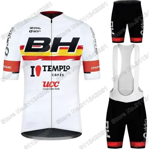 2021 White Team BH Cycling Jersey Set Spanish Champion Cycling Clothing Race Road Bike Suit MTB Maillot Culotte Ropa Ciclismo
