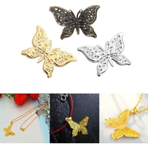 30Pcs/Pack Copper Butterfly Filigree Wraps Pendant Small Charms Necklace Earring Connectors For DIY Jewelry Making Accessories